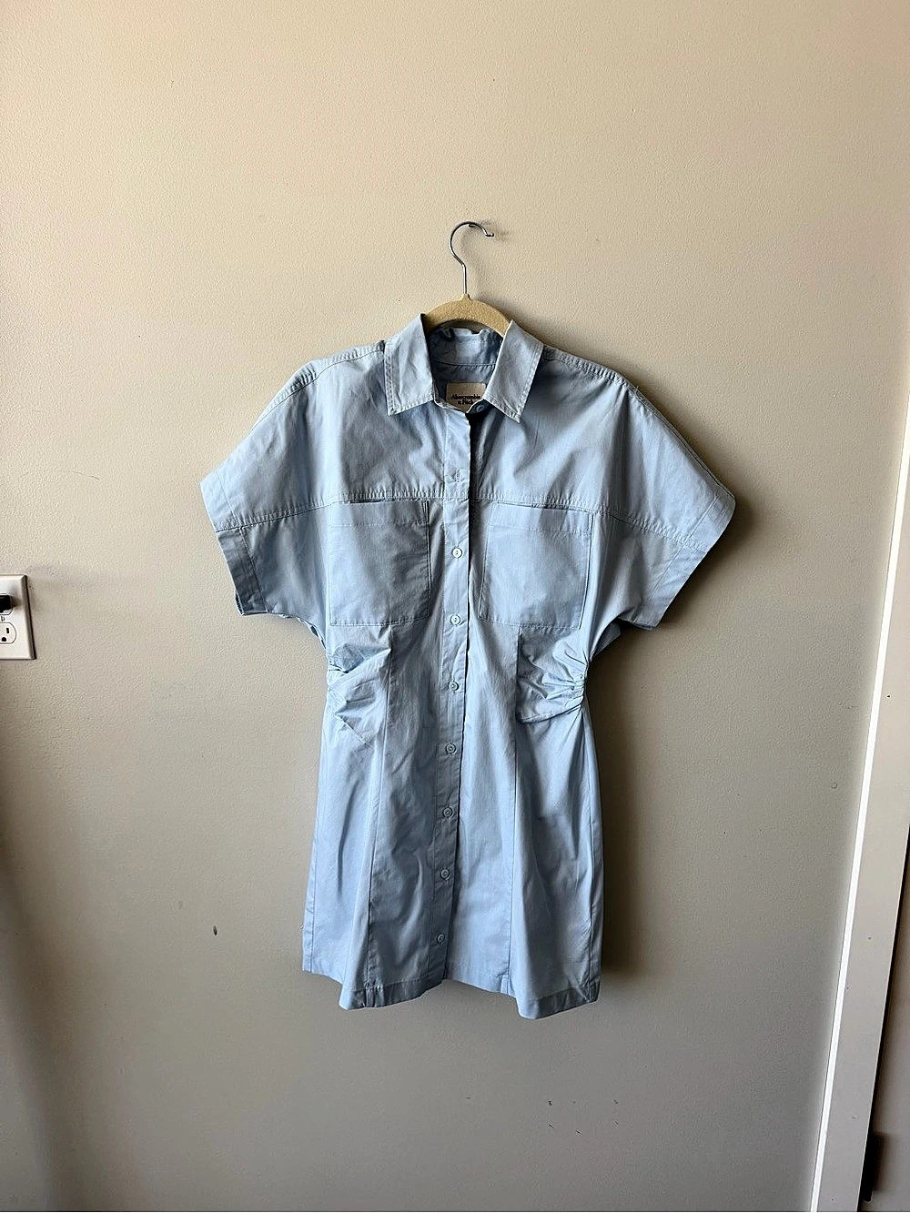 Abercrombie & Fitch Light Blue Utility Shirt Dress Mini Medium Blue